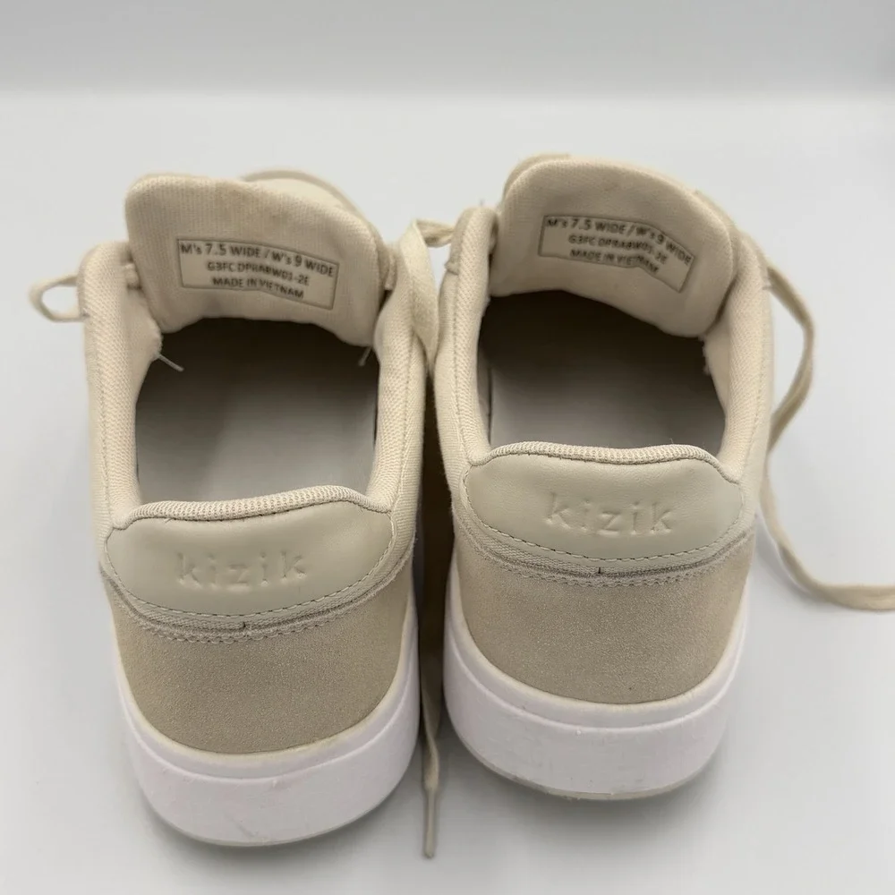 Kizik Prague Walking Shoes Sneakers Womens Sz 9 W Wide Beige Comfort Hands Free